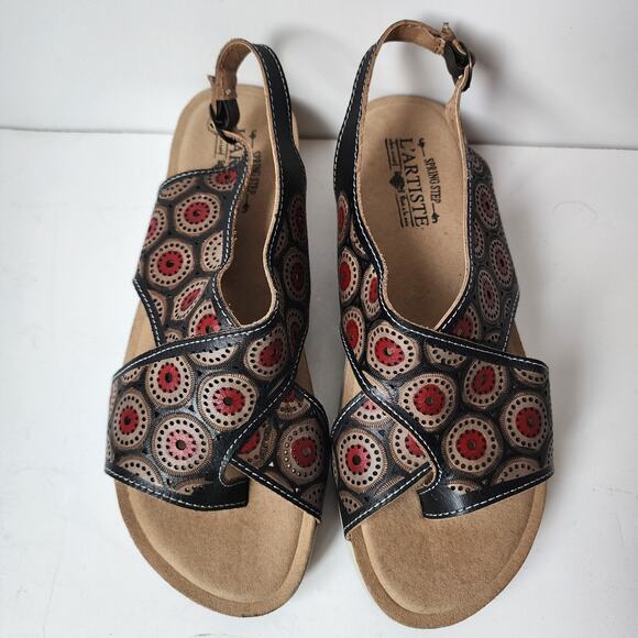 Spring Step L'Artiste Sandals Erice Womens Size 40 EU 9 US Black Red Cutout - Picture 5 of 11